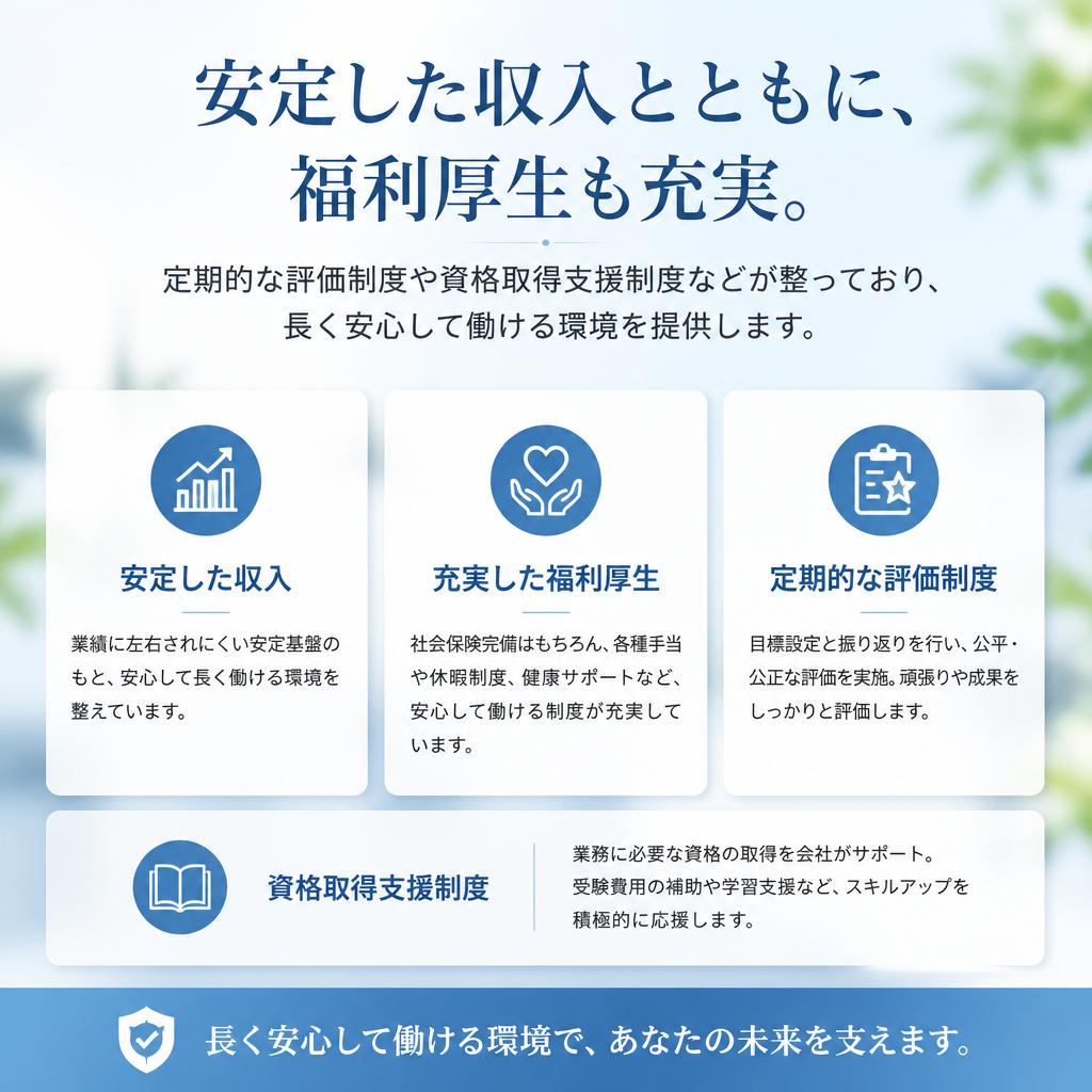 働きやすい雇用条件と福利厚生