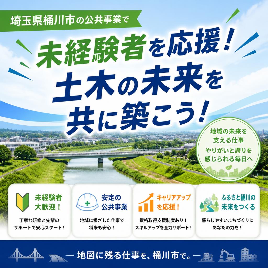 埼玉県桶川市の公共事業で未経験者を応援！土木の未来を共に築こう！