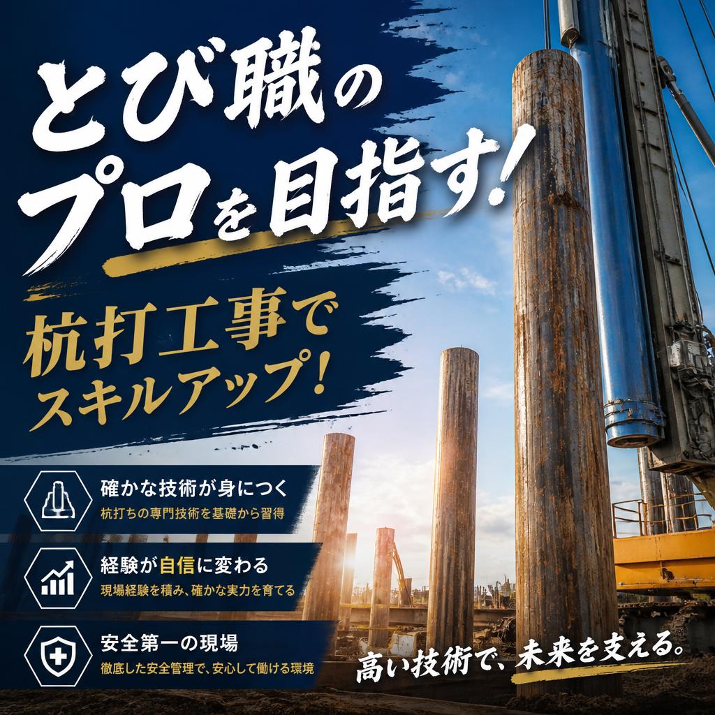 とび職のプロを目指す！杭打工事でスキルアップ！